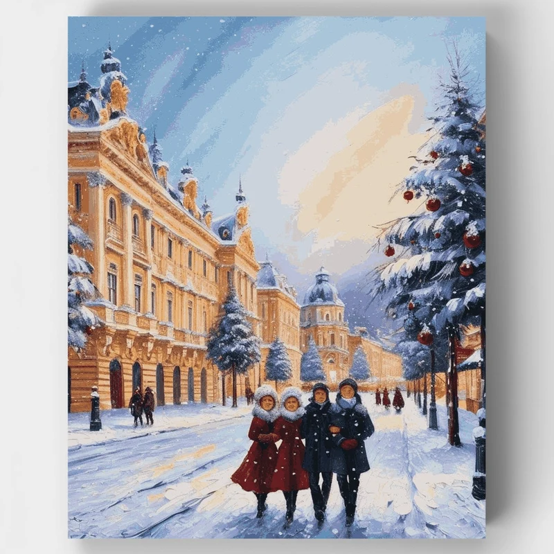 Winter Wonderland in Old Town - Paint by Numbers Kit