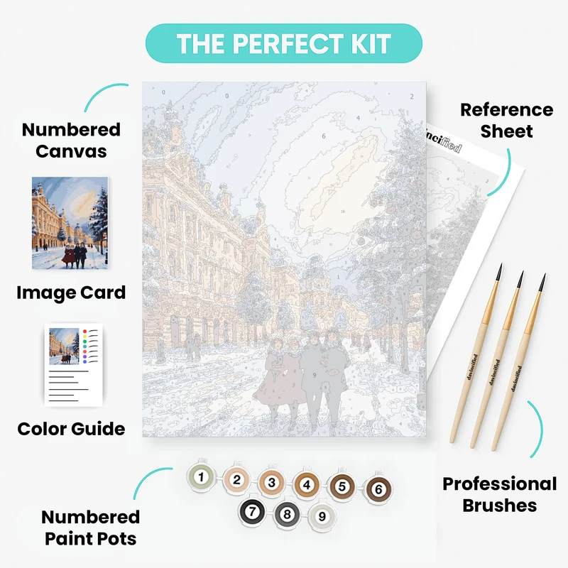 Winter Wonderland in Old Town - Paint by Numbers Kit
