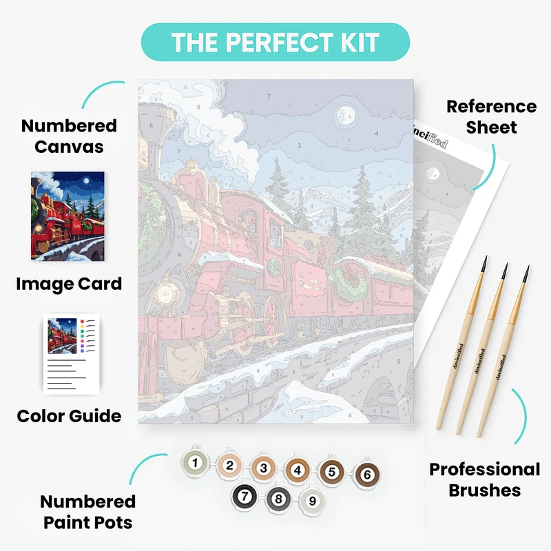 Christmas Mountain Train - Paint by Numbers Kit
