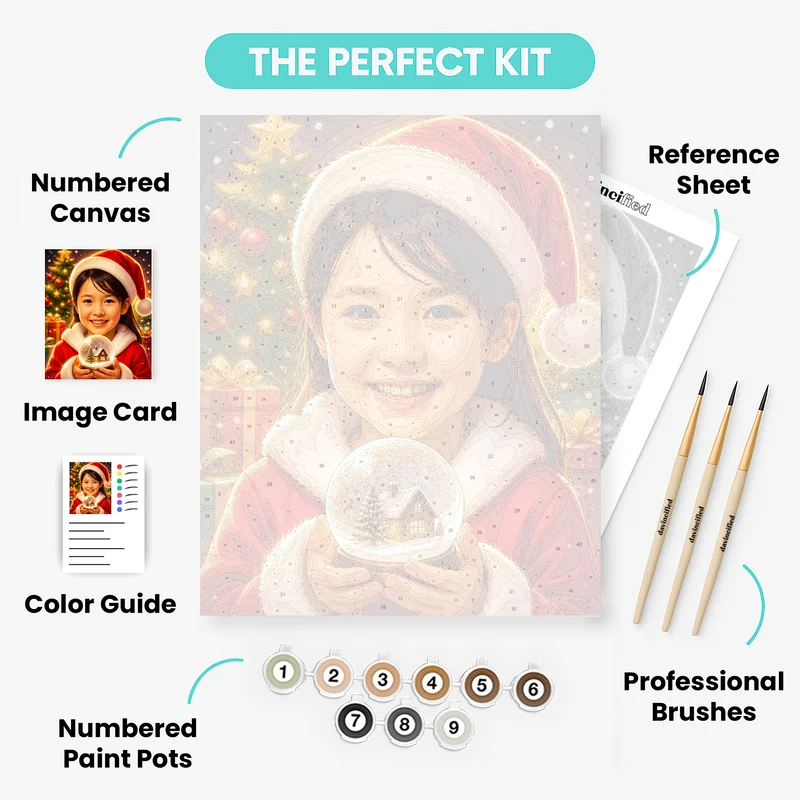 Christmas Magic Snow Globe - Custom Paint by Numbers Kit
