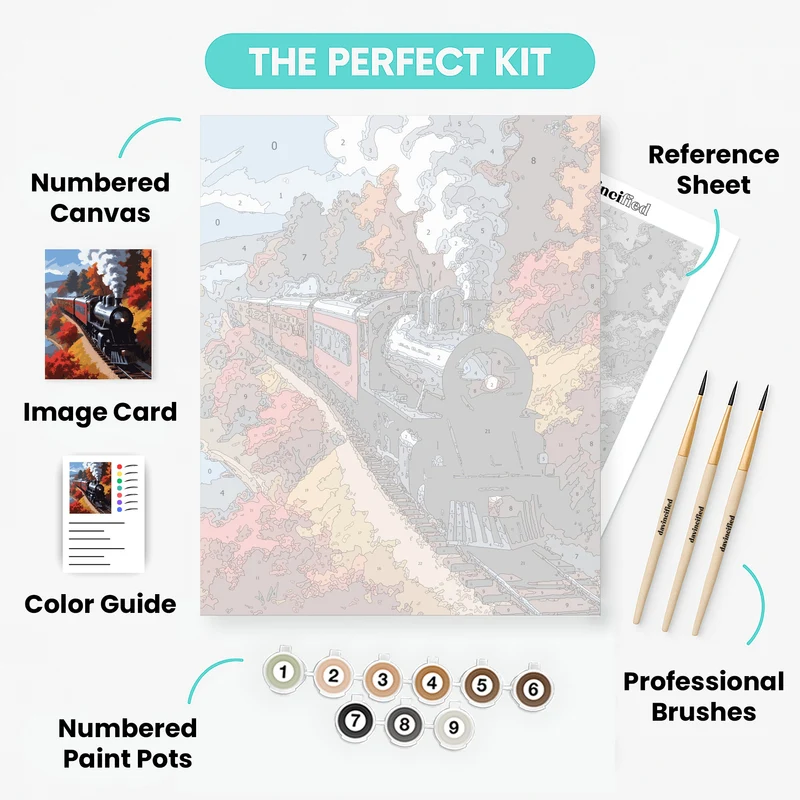 Autumn Steam Train Journey - Paint by Numbers Kit