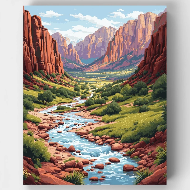 Zion Canyon Stream - Paint by Numbers Kit