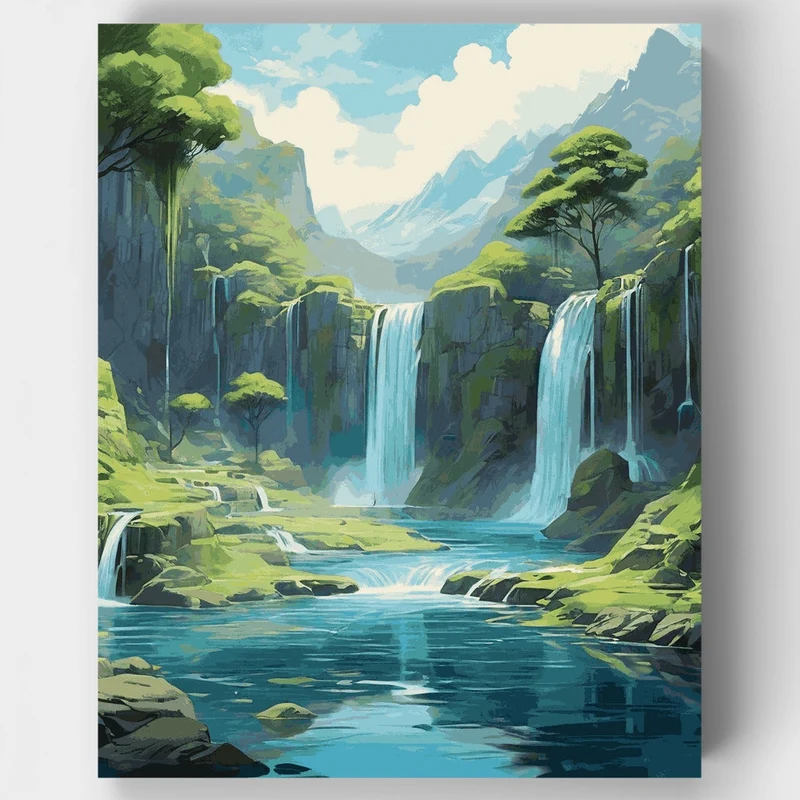 Tranquil Waterfalls - Paint by Numbers Kit