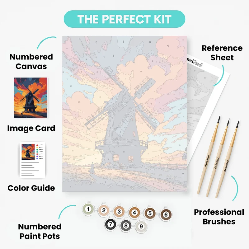 Sunset Windmill - Paint by Numbers Kit