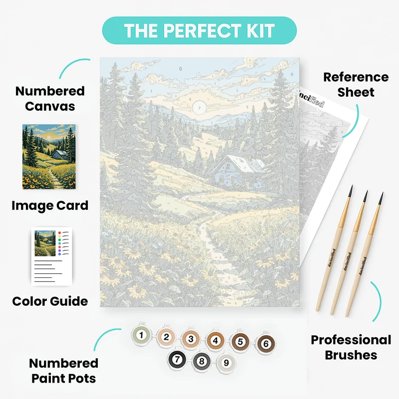 Sunset Meadow Retreat - Paint by Numbers Kit