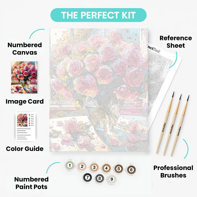 Sunlit Rose Bouquet - Paint by Numbers Kit