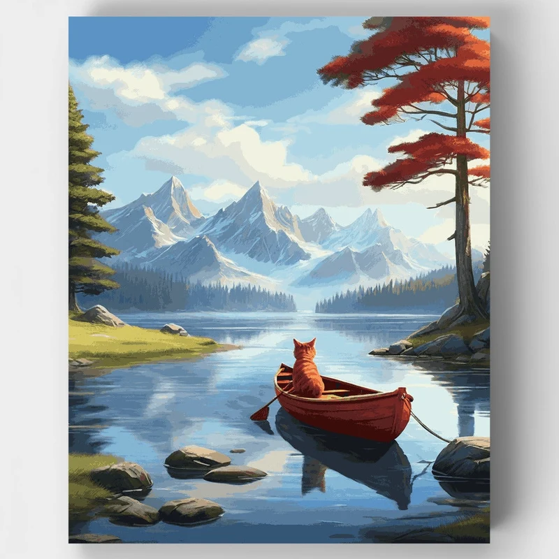 Serene Cat Adventure - Paint by Numbers Kit