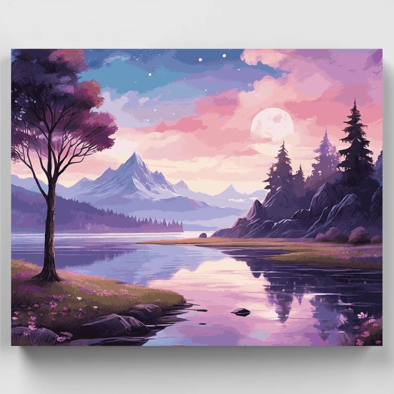 Moonlit Mountain Serenity - Paint by Numbers Kit