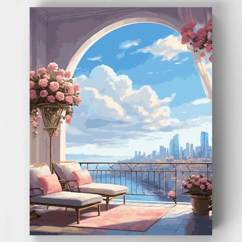 City Balcony Bliss - Paint by Numbers Kit